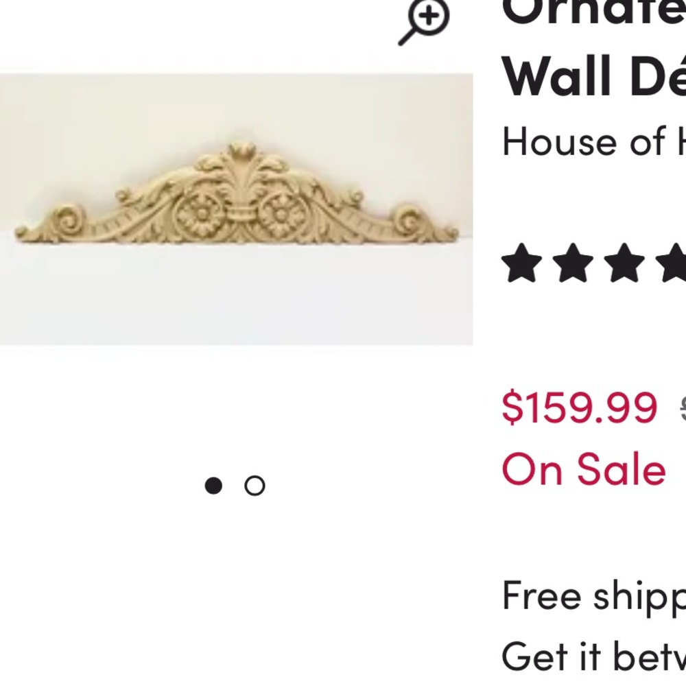 Gold Ornate Architectural Decor For Over Door or mixed on an art wall